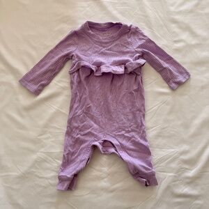 Cat & Jack Lavender Ribbed Ruffle Baby Romper One-Piece 0-3m